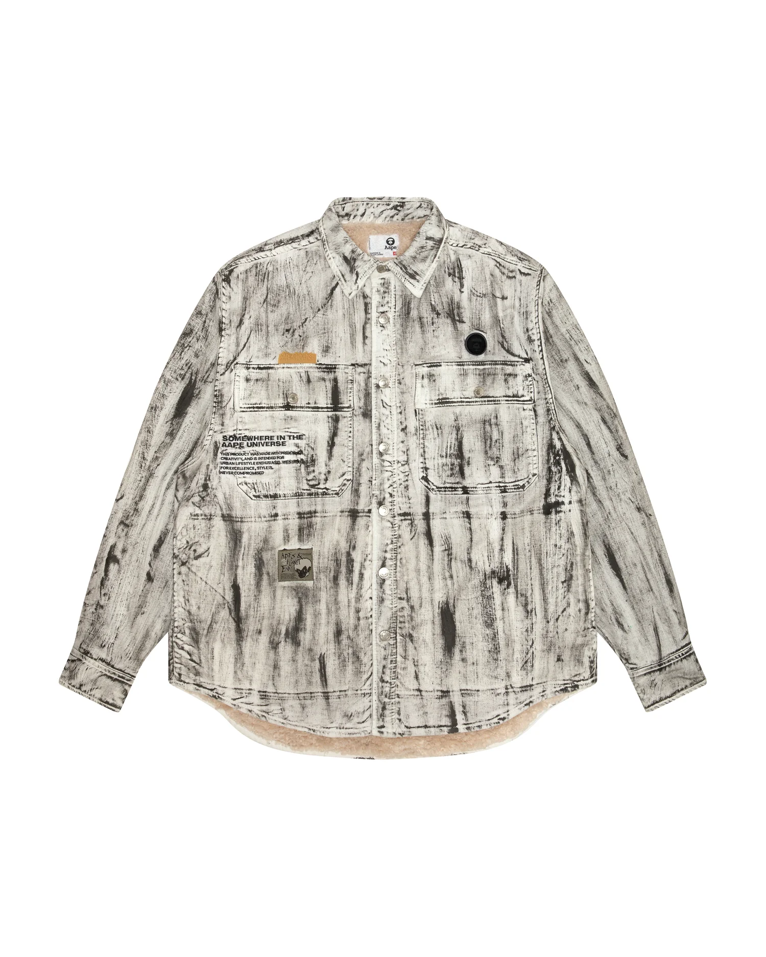 Moonface patch shirt jacket