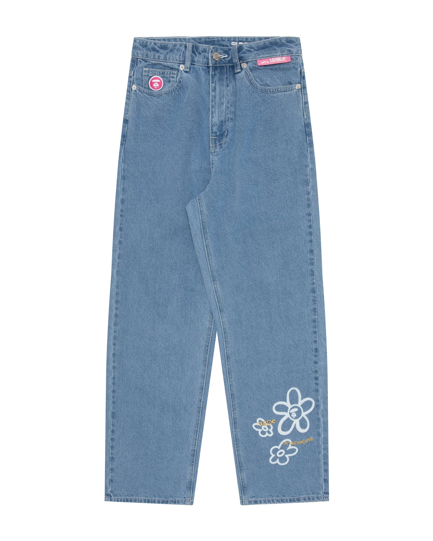 Moonface patch relaxed jeans