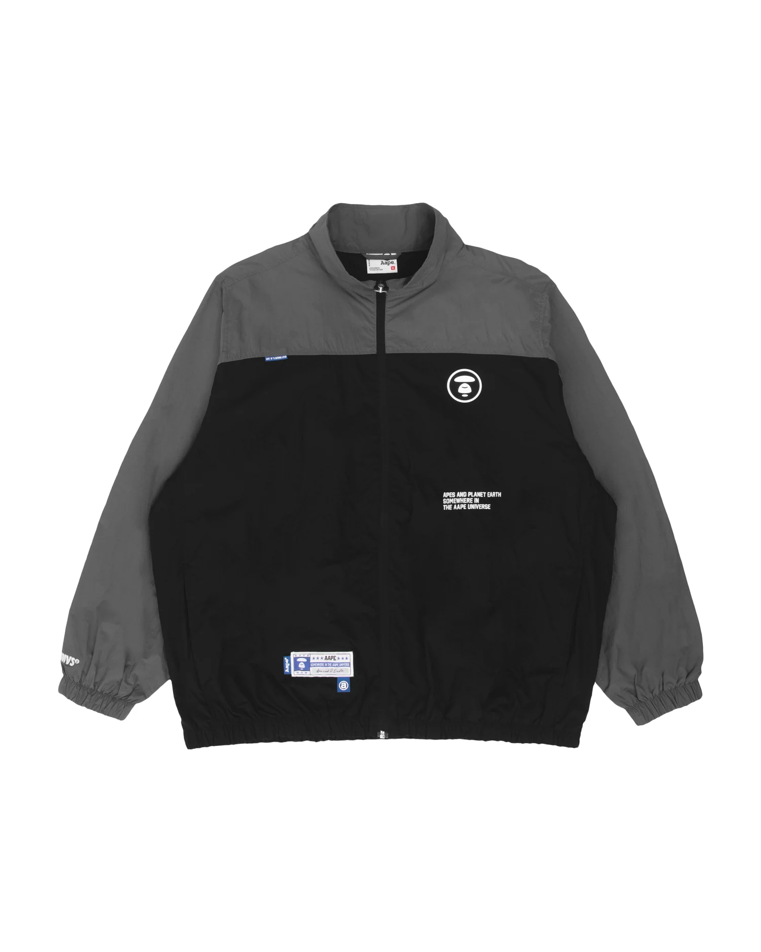 Moonface panelled zip-up jacket