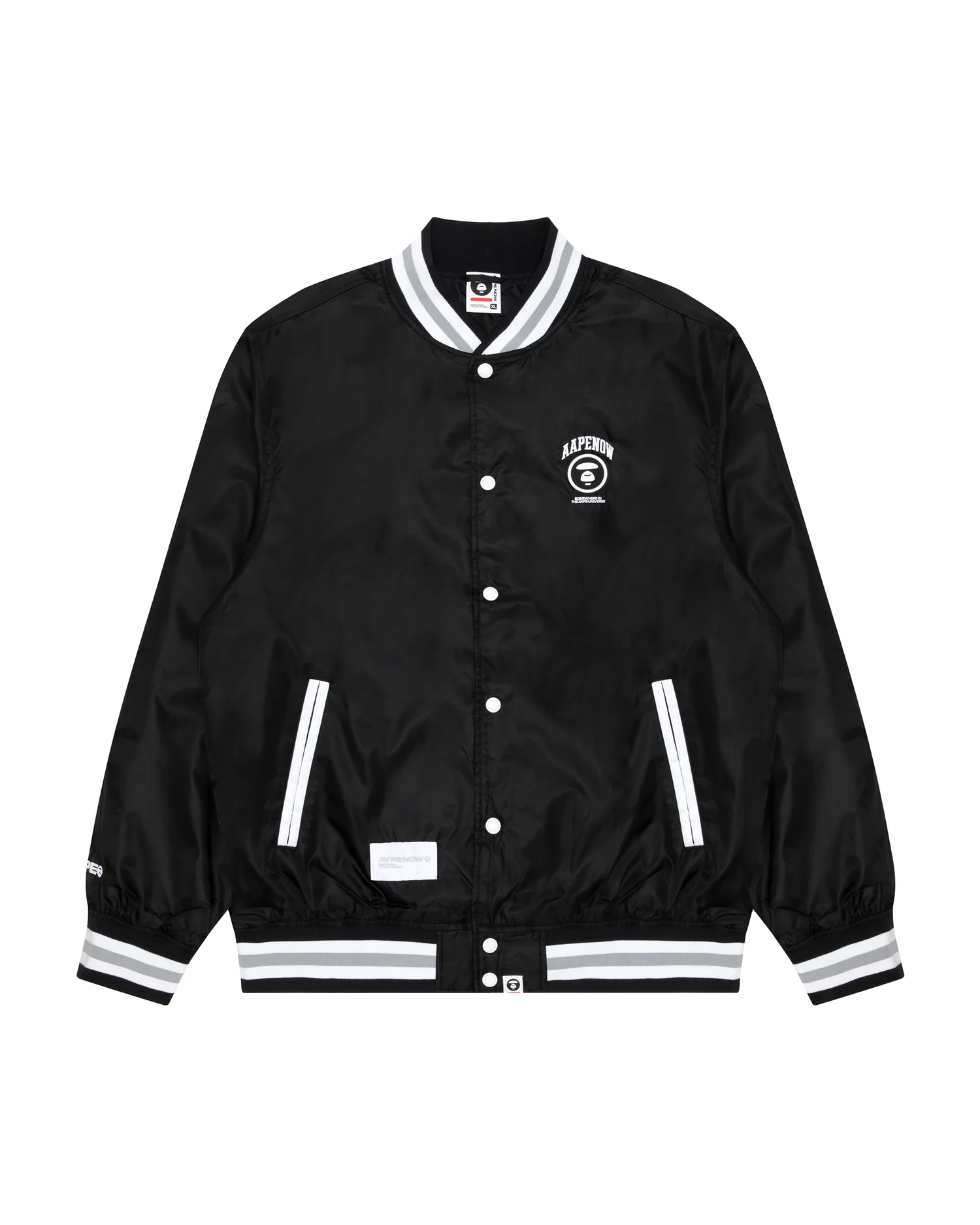 Moonface patch jersey baseball jacket