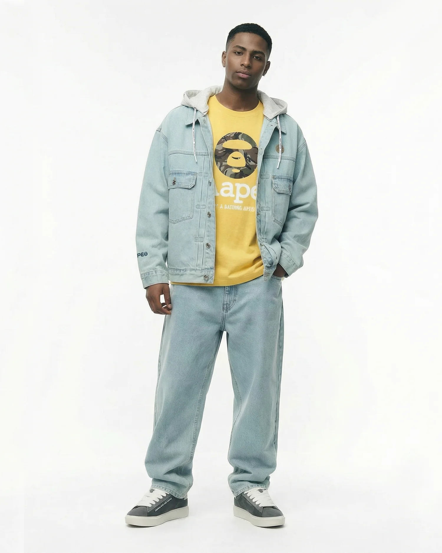 AAPENOW moonface hooded denim jacket - Image 2