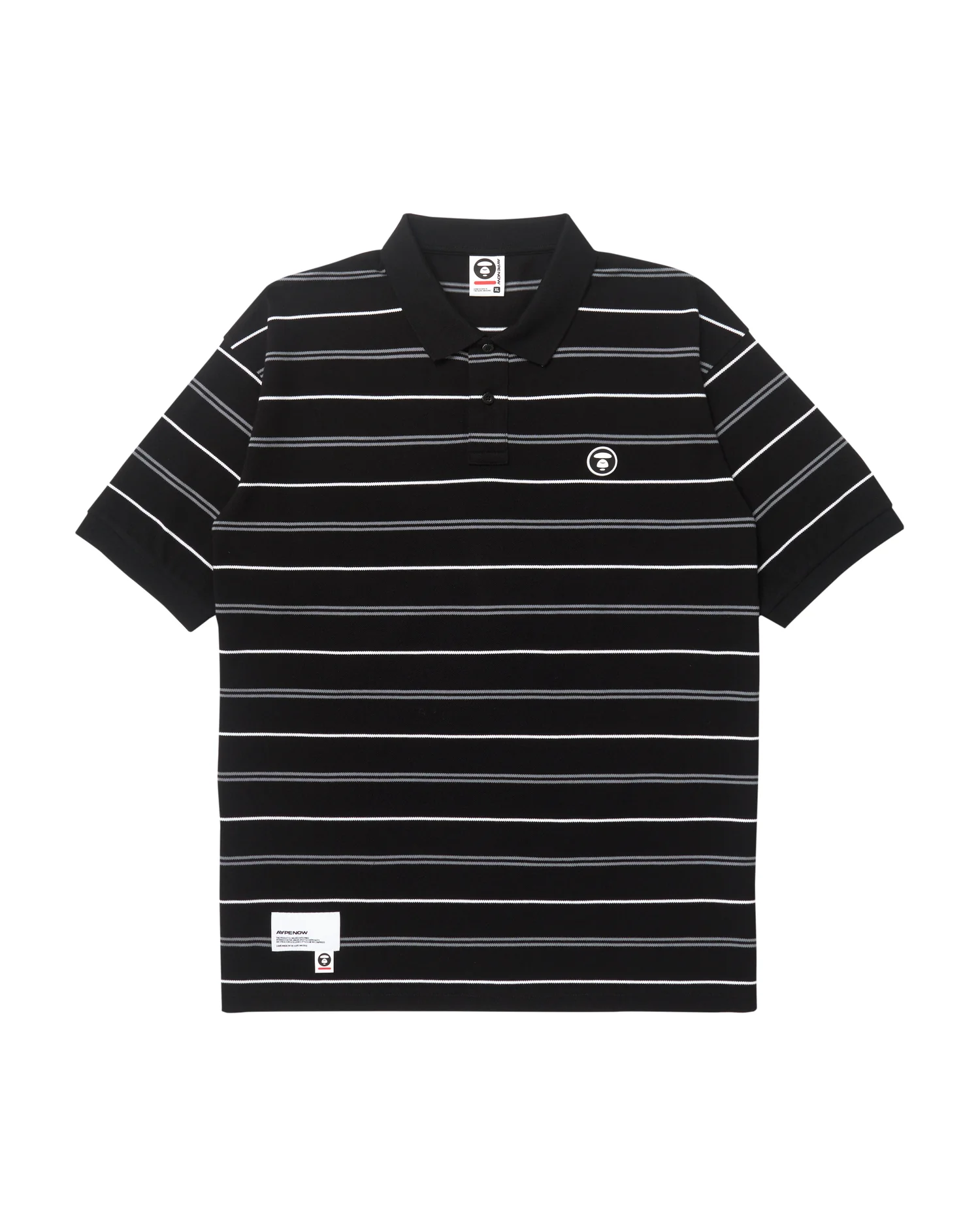 Moonface patch striped polo