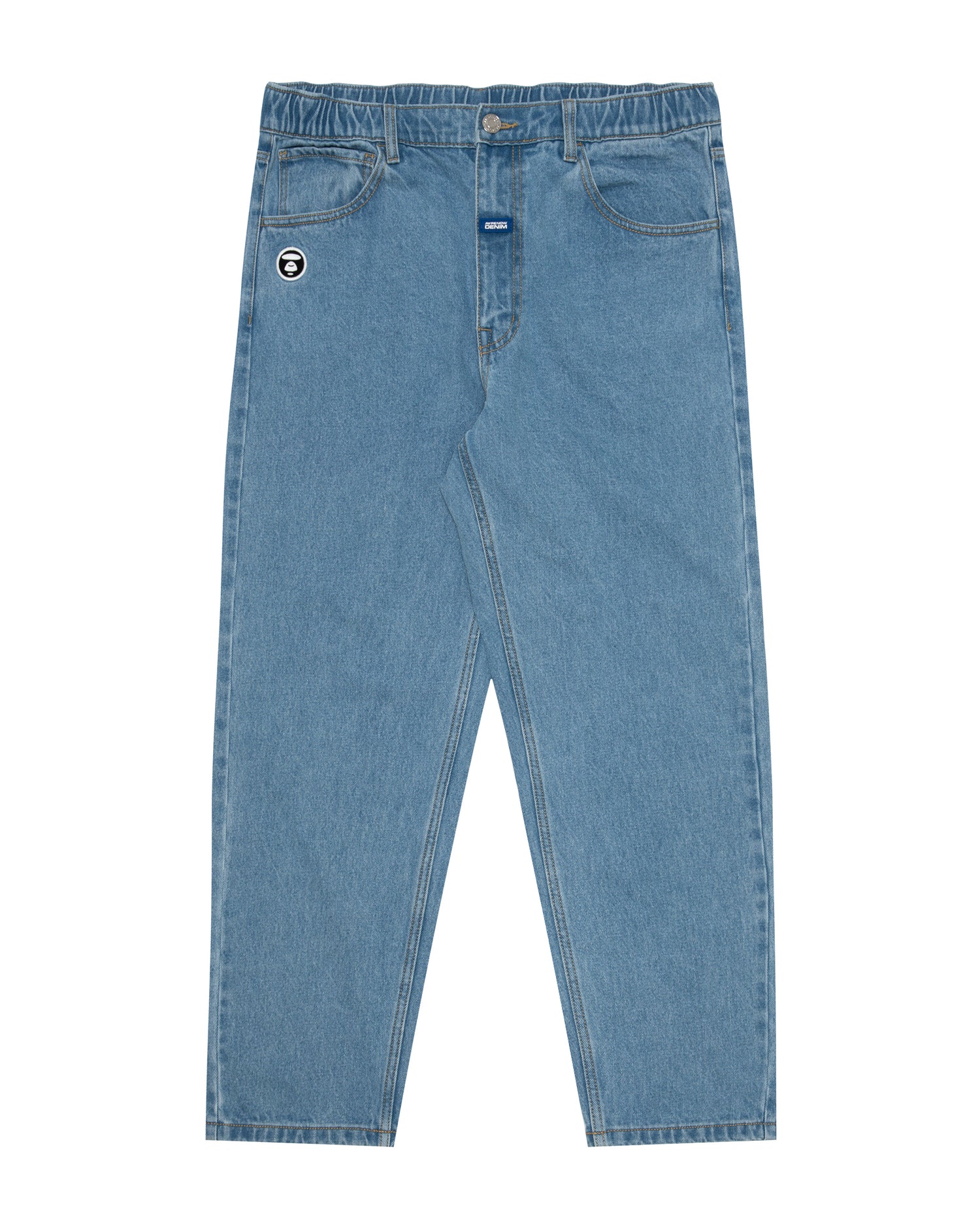 Moonface patch relaxed denim pants