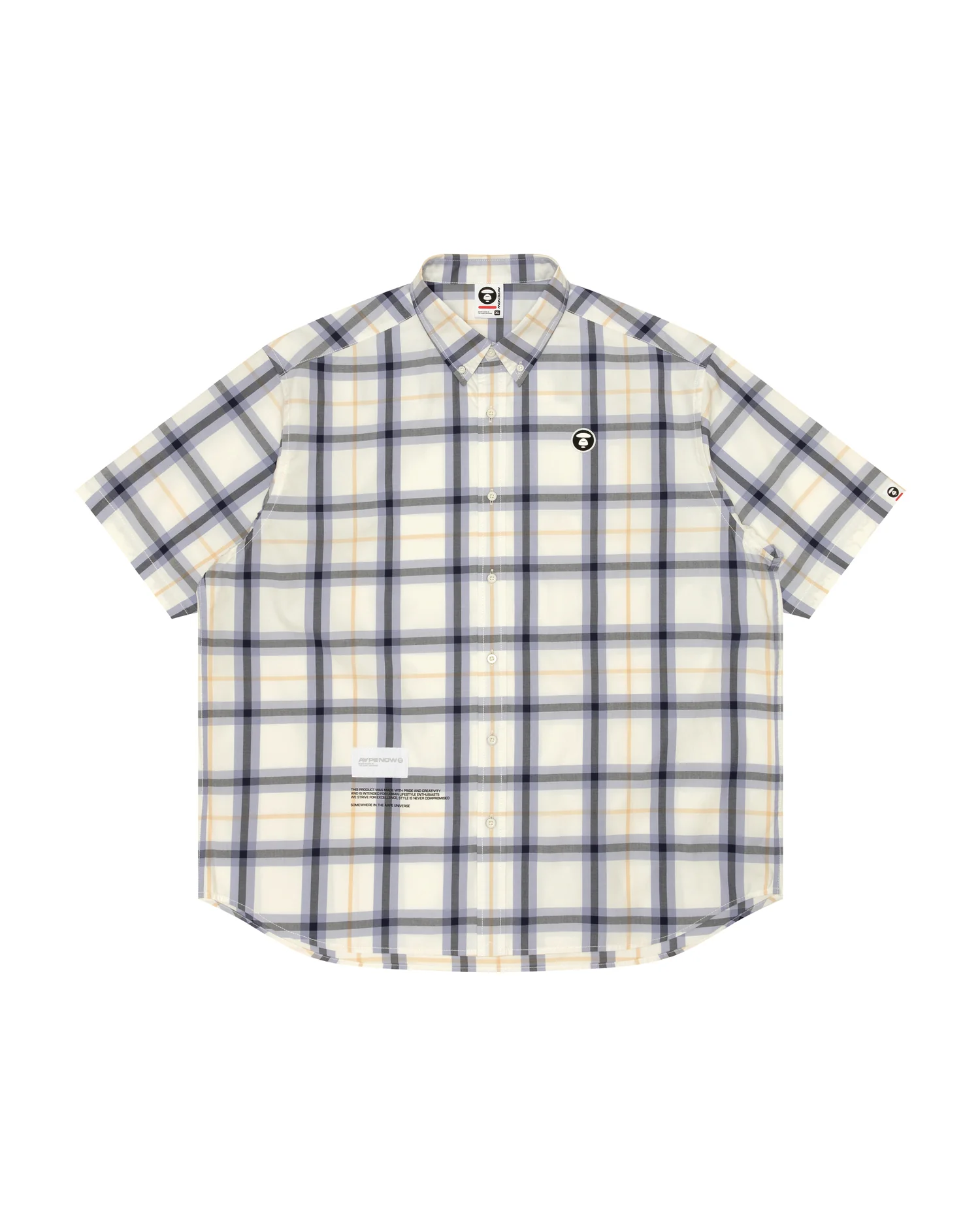 Moonface patch check short-sleeve shirt