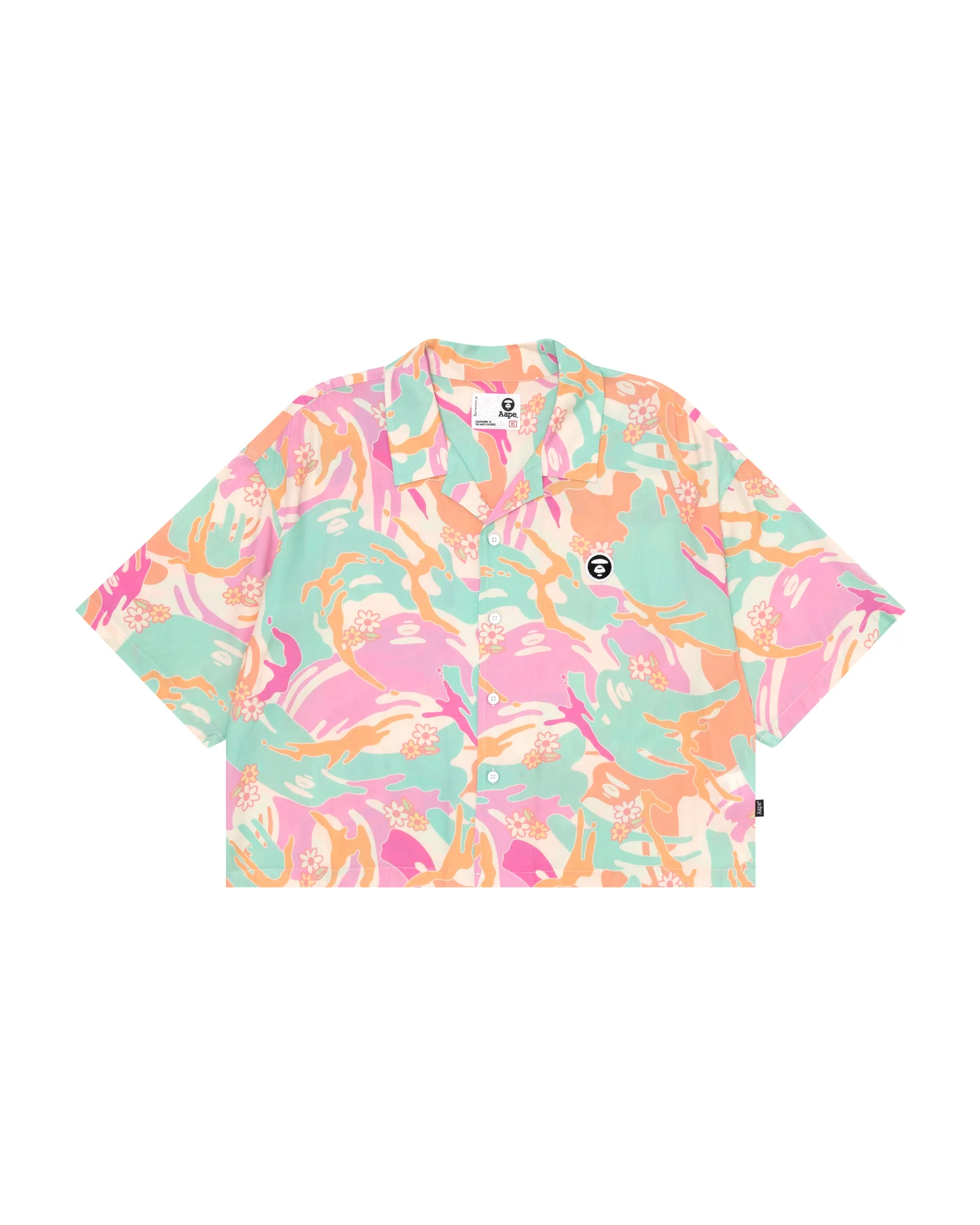 Moonface camo patterned cropped short-sleeve shirt