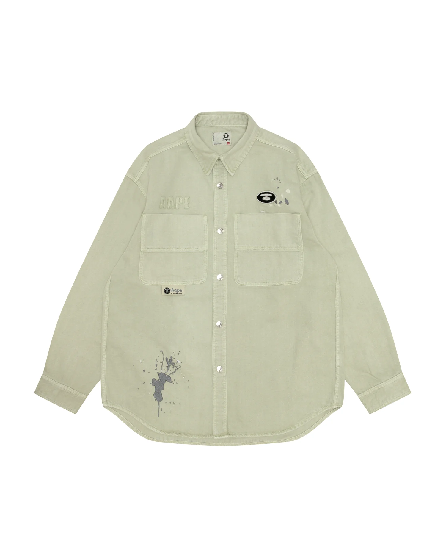 Moonface splatter embroidered work shirt