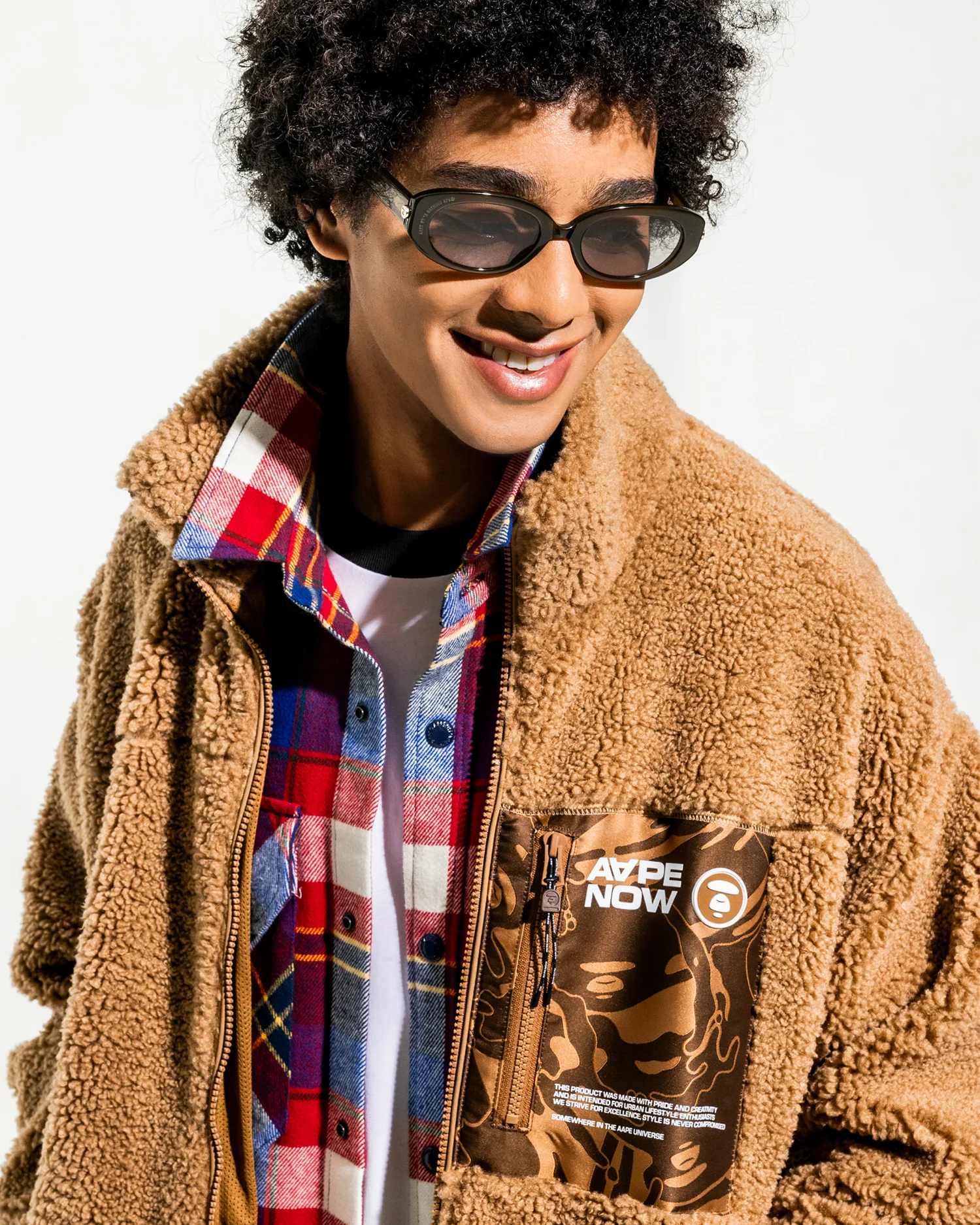 AAPENOW moonface check hooded shirt jacket - Image 2