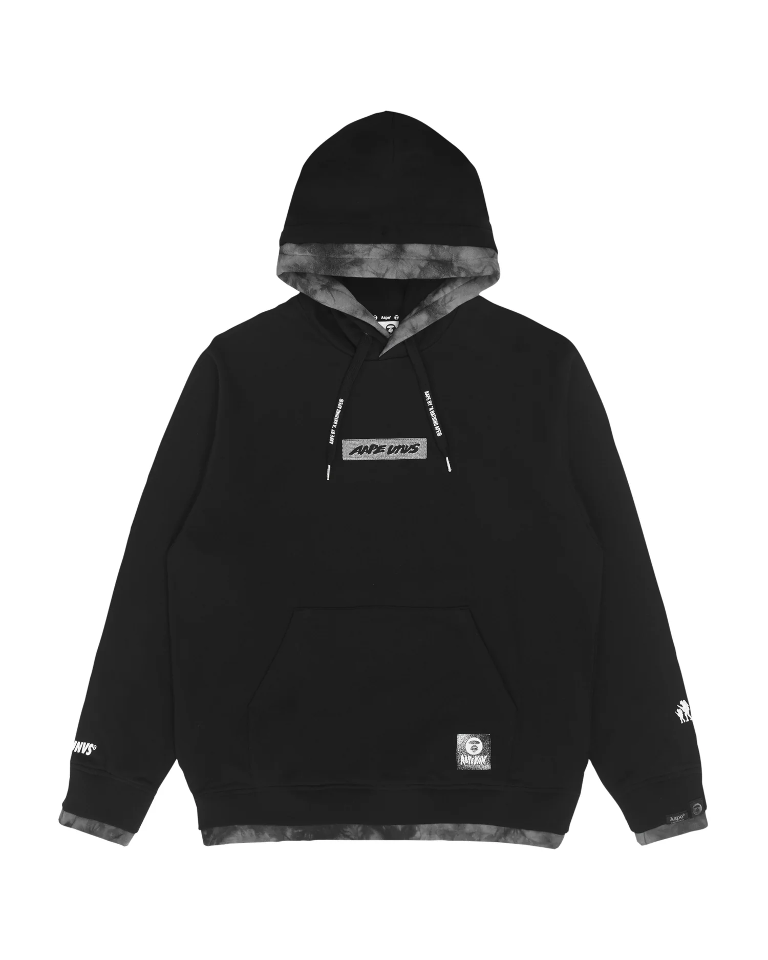 Moonface patch tie-dye layered hoodie