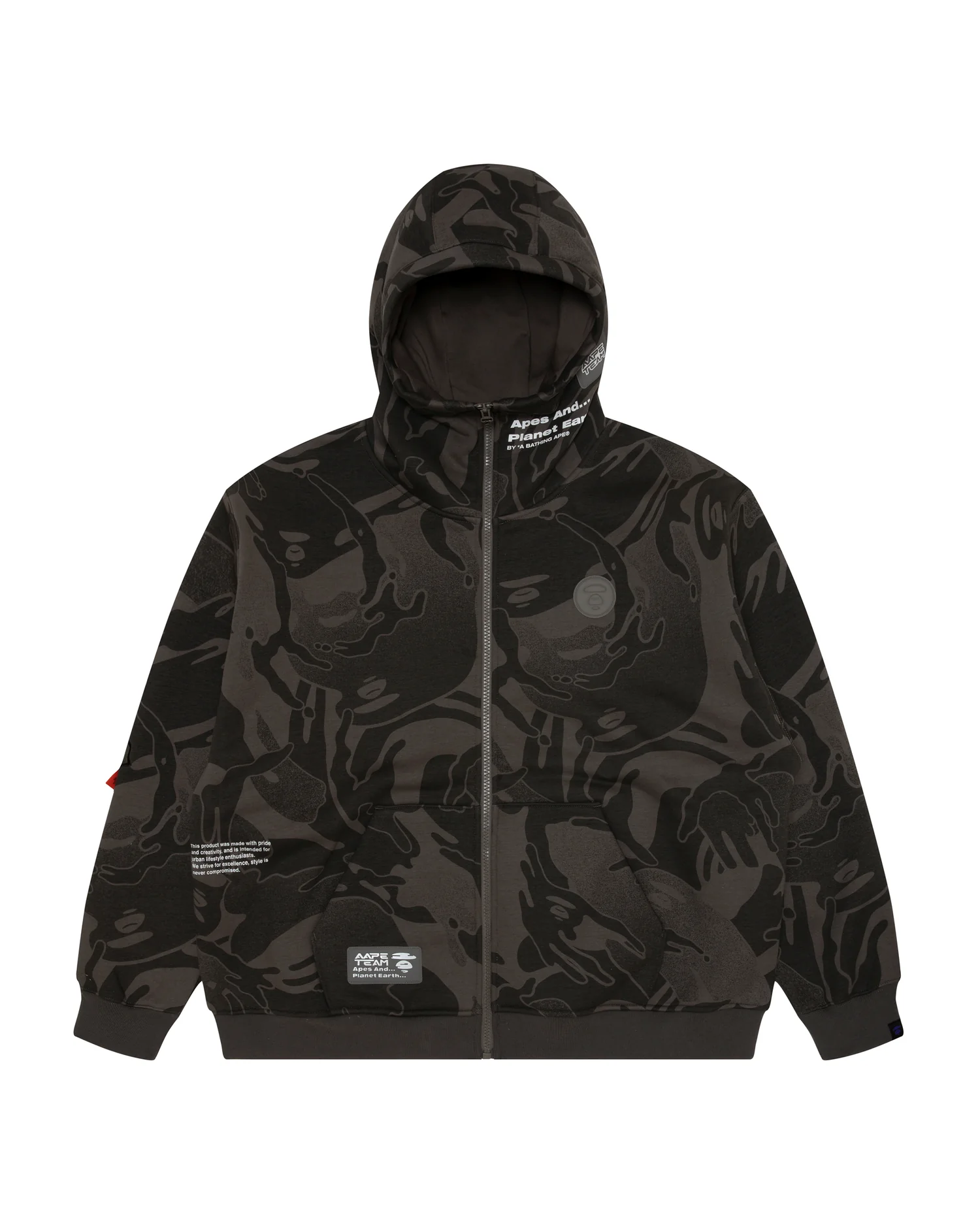 Moonface camo zip-up fleece hoodie