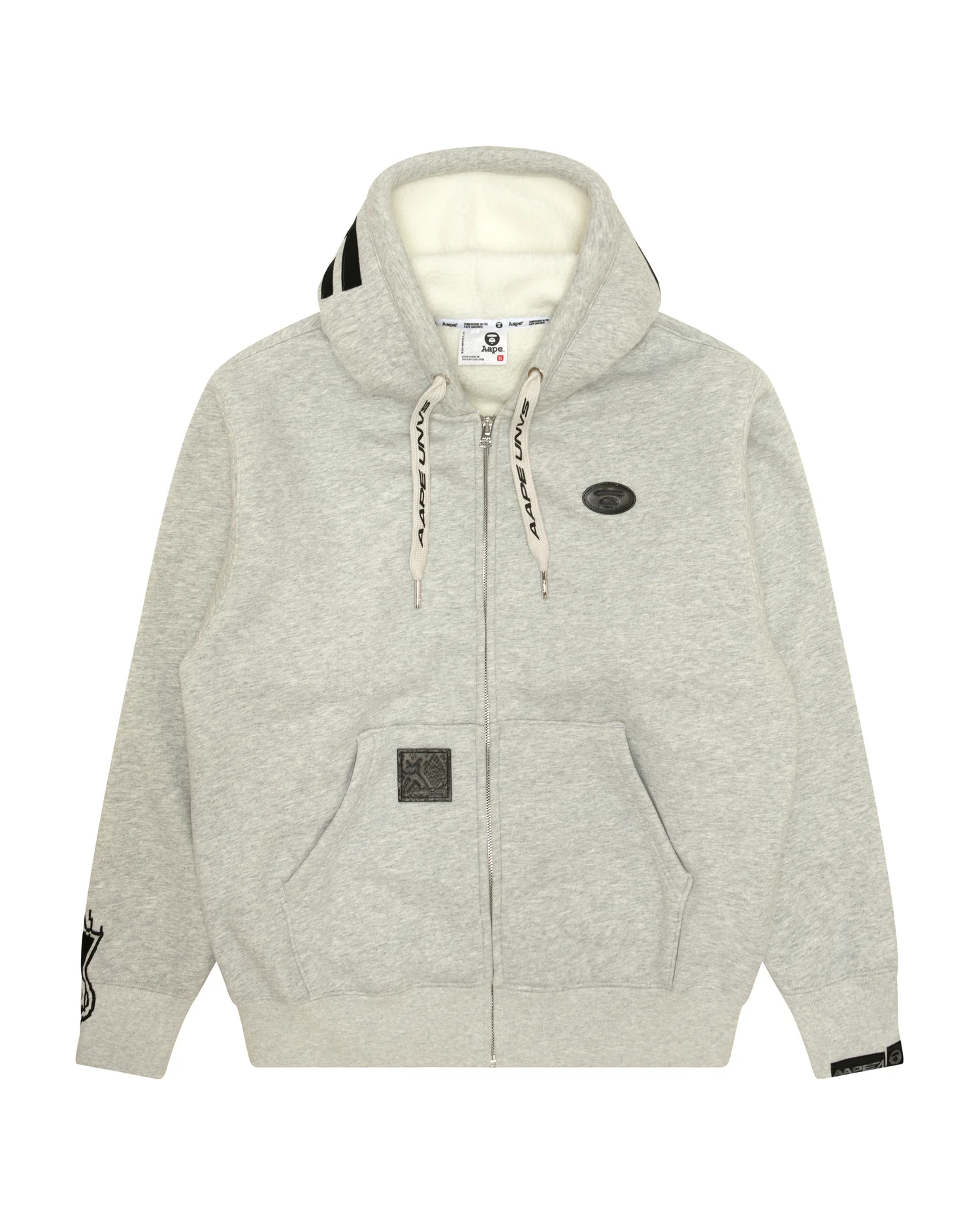 Moonface logo patch zip-up hoodie