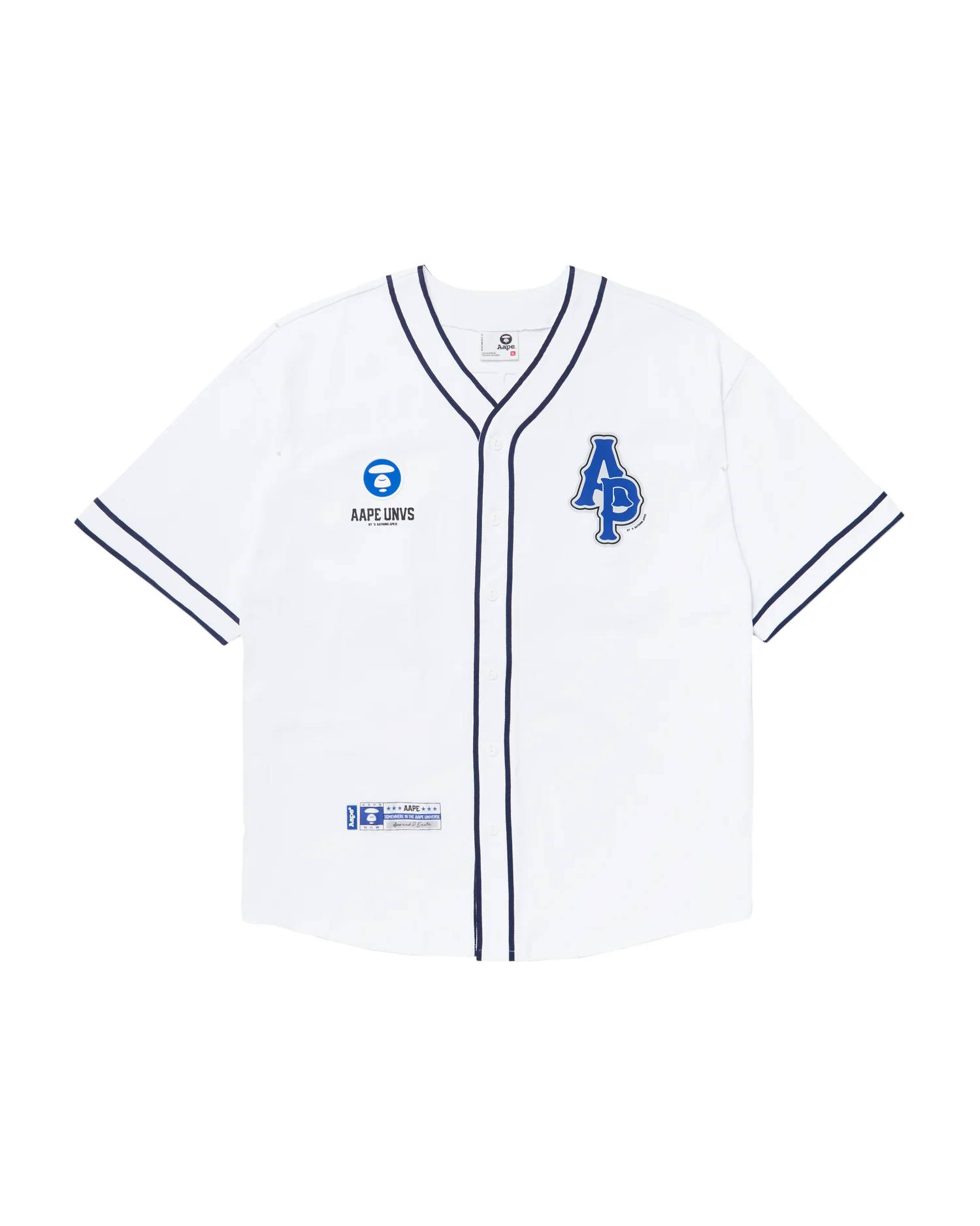 Moonface patch short-sleeve baseball shirt