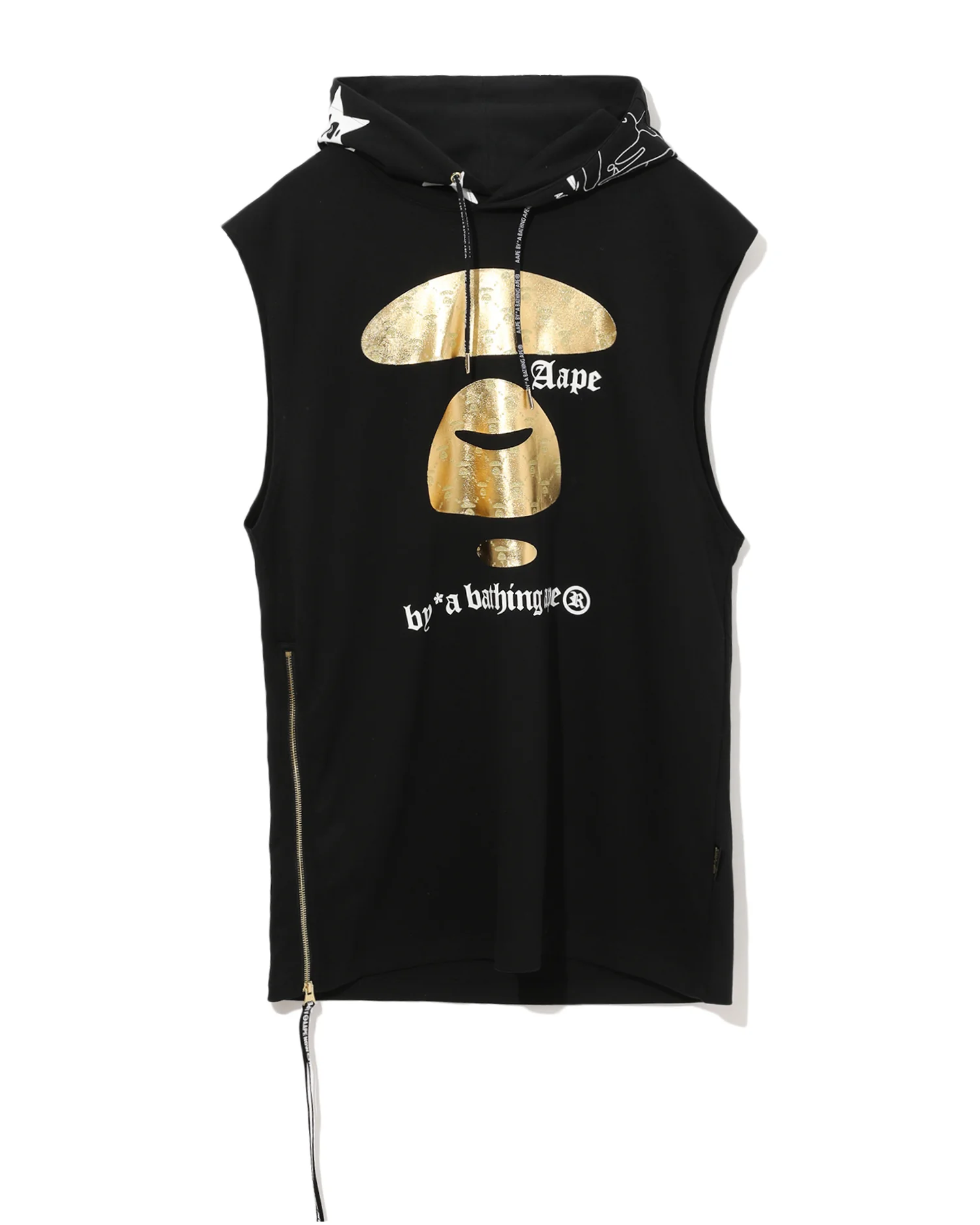 Metallic Moonface sleeveless hoodie