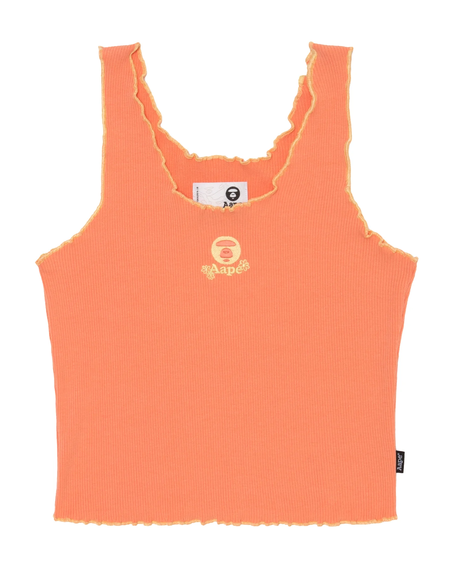 Moonface embroidered ribbed cropped tank top